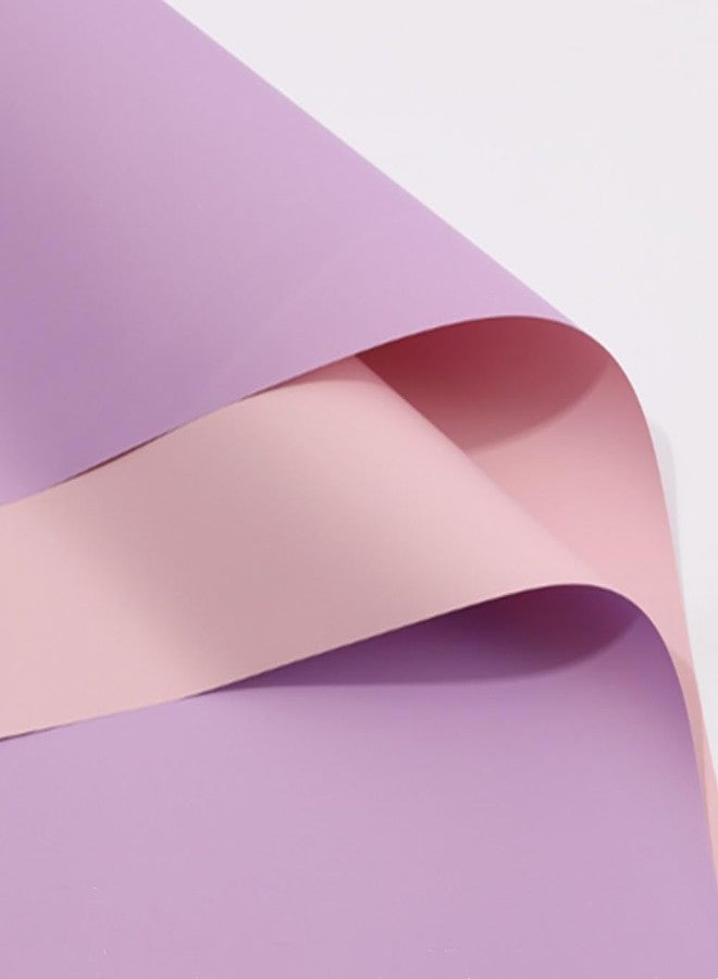 OUKEYI Double-sided two-color 20 pieces of flower bouquet wrapping paper, 23.6x23.6 inch waterproof wrapping paper, holiday gift packaging supplies (Lilac Purple+Nude Powder) - Image 1